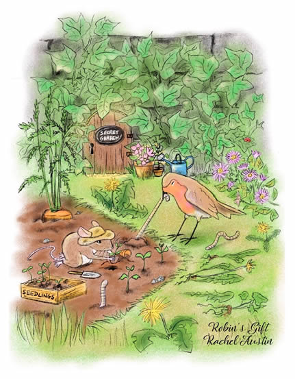 Robin Helps Mouse Attend To His Garden